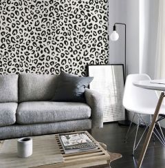 Sequin Leopard Print Black and White Wallpaper 