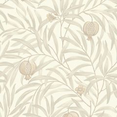 Pomegranate Leaf Wallpaper - Cream/White
