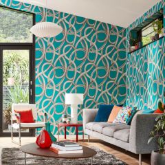 Ohpopsi Twisted Geo Wallpaper Turquoise