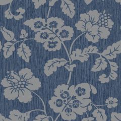 Chambray Trail Floral Leaf Navy Wallpaper