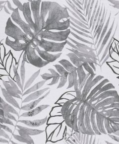 Gravity Botanical Leaf Wallpaper Black & White