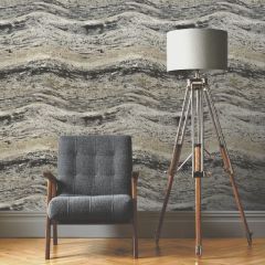 Onyx Avant-Garde Stone Effect Wallpaper Charcoal/Taupe