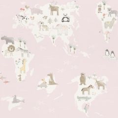 Marvellous Animals Map Wallpaper Pink