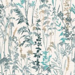 Watercolour Wild Flower Wallpaper Teal
