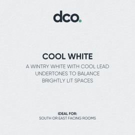 Cool White is a wintry white with cool lead undertones to balance brightly lit spaces. 