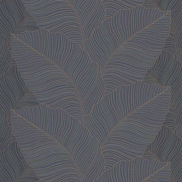 Bali Jungle Leaves Wallpaper Black/Blue