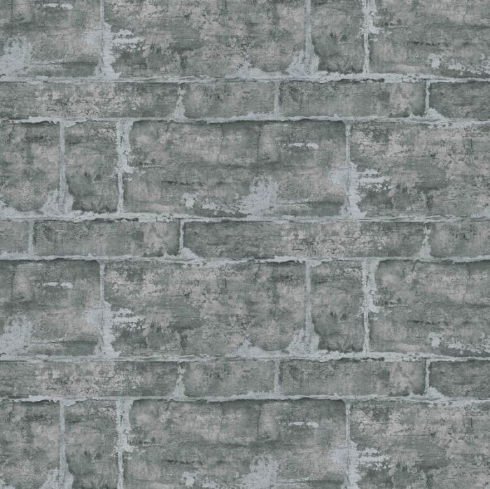 Slate Brick Wall Effect Wallpaper Dark Grey