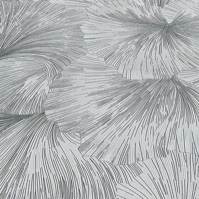 Textured Gingo Oriental Leaf Wallpaper Grey