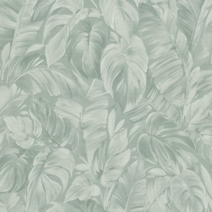 Sketched Palm Leaves Wallpaper - Sage Green