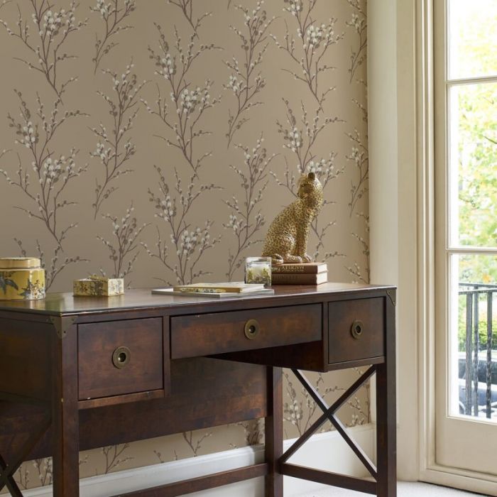 Laura Ashley Pussy Willow Natural Wallpaper