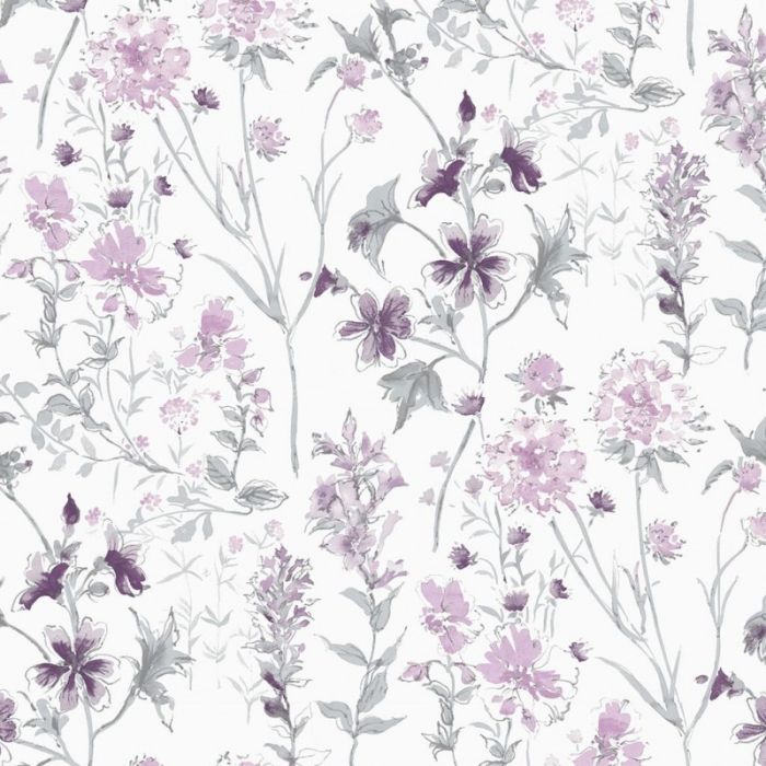 Laura Ashley Wild Meadow Pale Iris Wallpaper