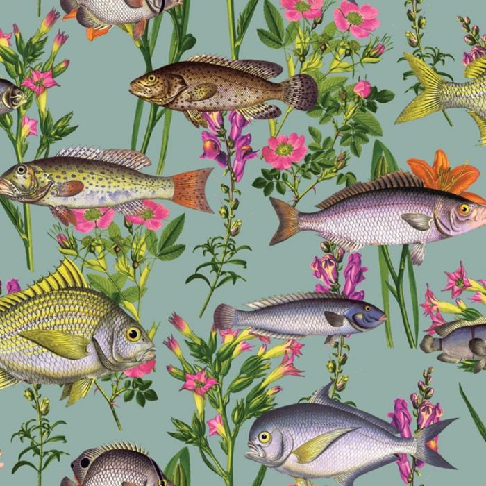 Lagoon Fish Wallpaper Teal