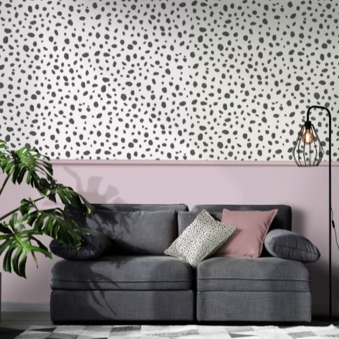 Dalmatian Spot Print Black and White Wallpaper