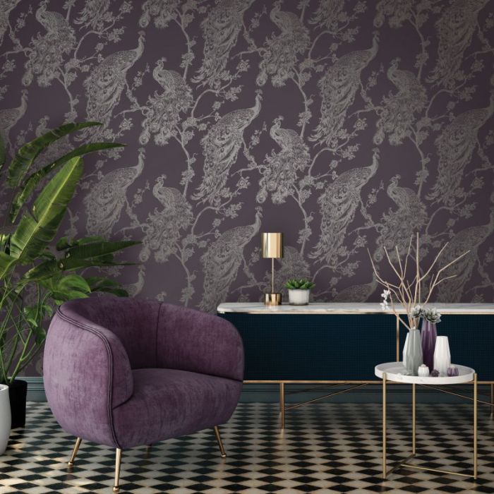 Glistening Peacock Wallpaper Purple