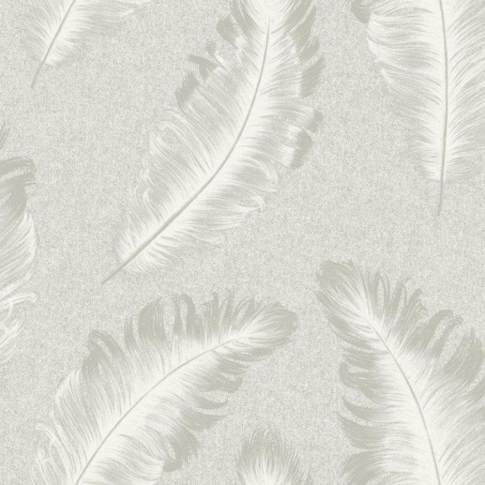 Ciara Textured Feather Wallpaper Soft Silver
