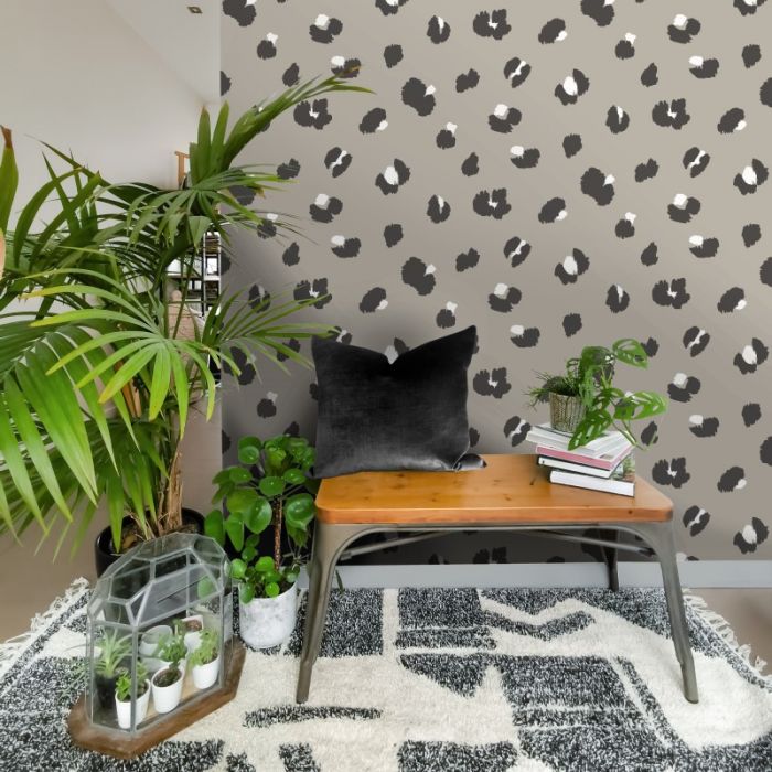 Large Leopard Spot Wallpaper Taupe