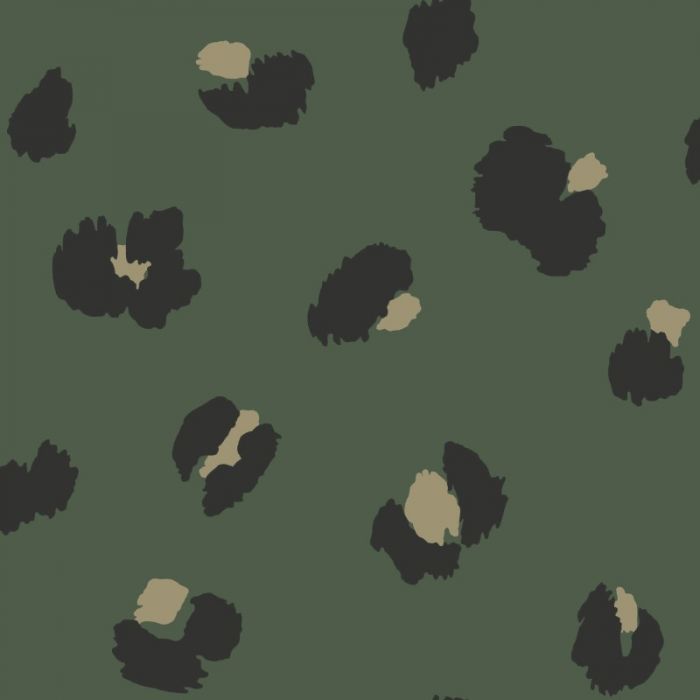 Large Leopard Spot Wallpaper Green