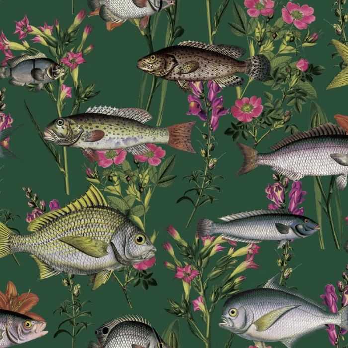 Lagoon Fish Wallpaper Green