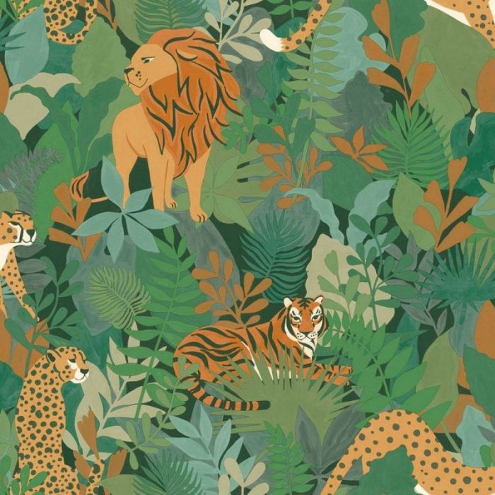 Tropical Animal Kingdom Wallpaper Green