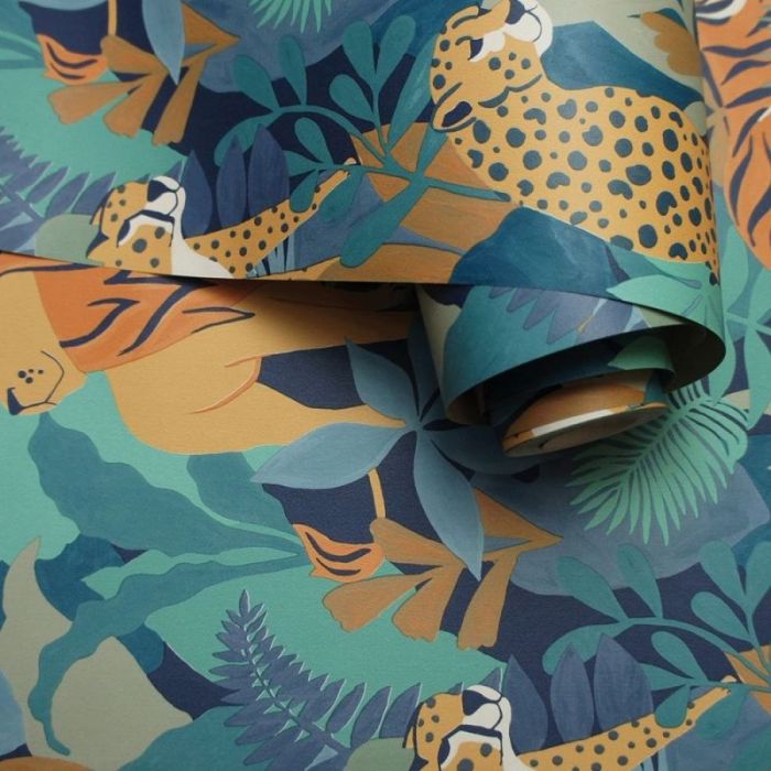 Tropical Animal Kingdom Wallpaper Blue