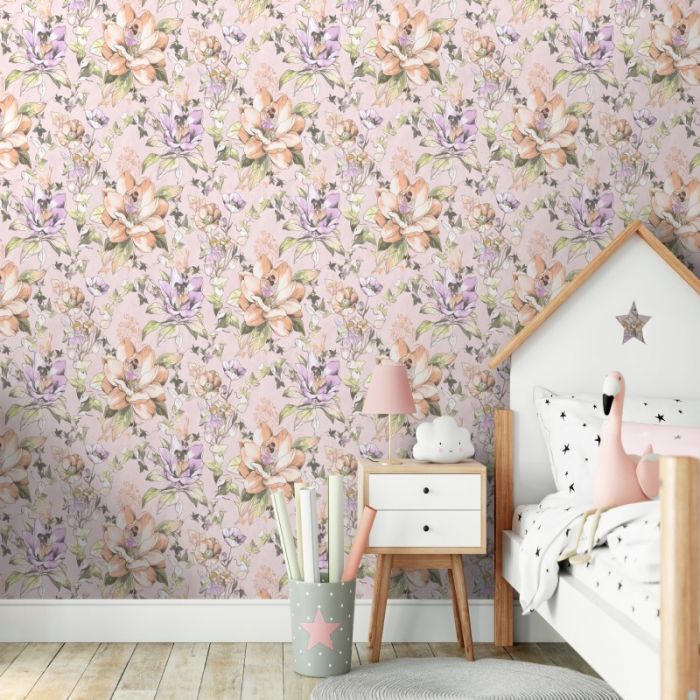 Floral Fairies Pink Wallpaper