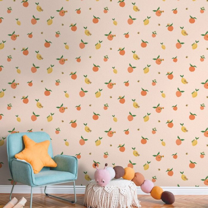 Tutti Fruity Soft Coral/ Orange Wallpaper 