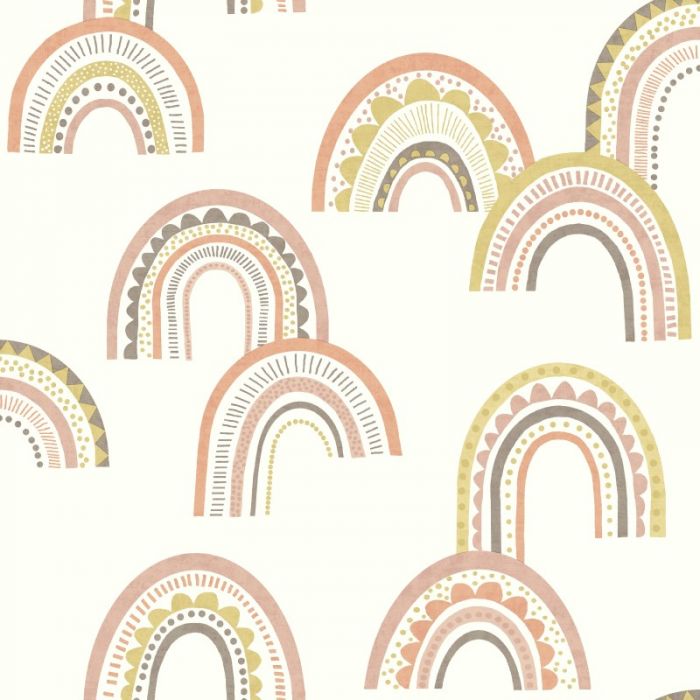 Boho Rainbow Wallpaper - Blush/Orange
