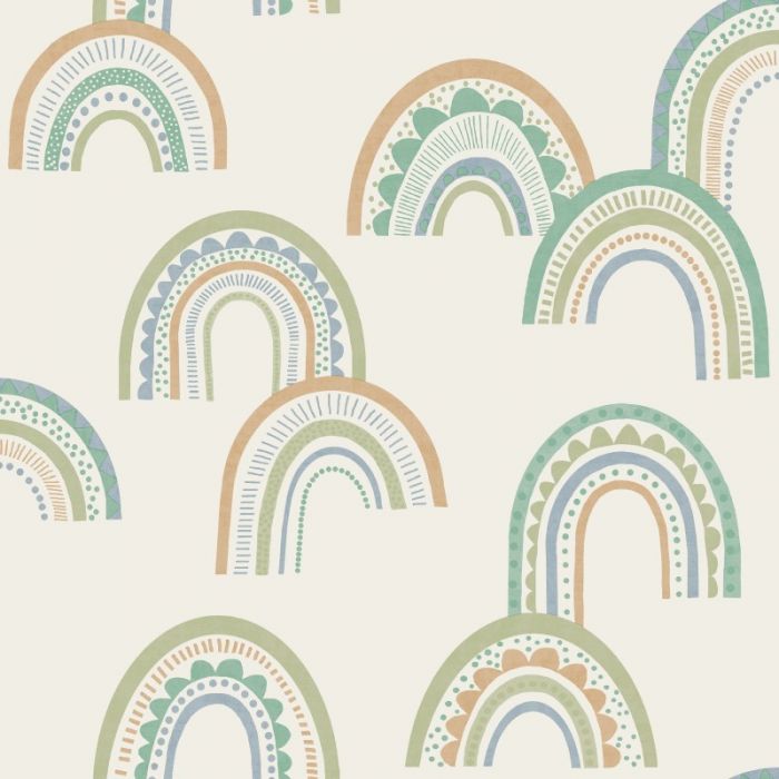 Boho Rainbow Wallpaper - Green/Teal