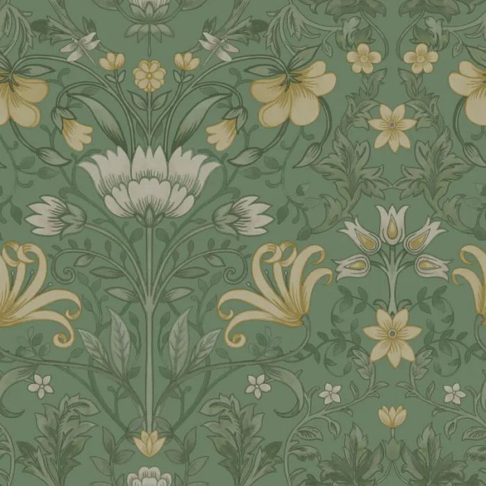 Vintage Floral Wallpaper Green