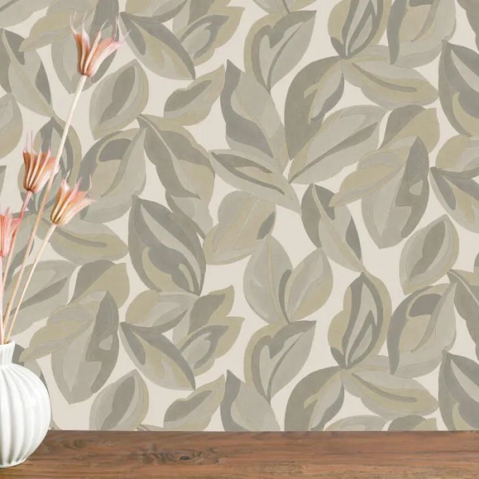 Abstract Leaf Beige Wallpaper
