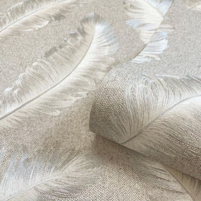 Ciara Textured Feather Wallpaper Soft Silver