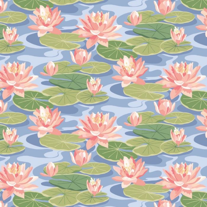 Ohpopsi Waterlily Wallpaper Cornflower