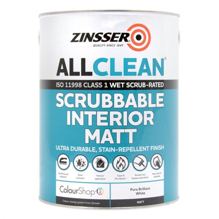 Zinsser AllClean Scrubbable and Fire Rated Interior Matt Paint