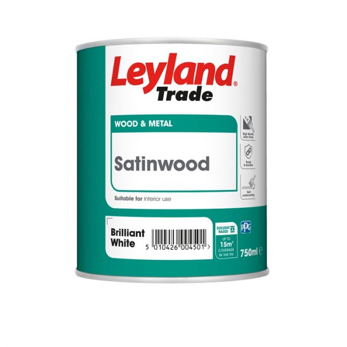 Leyland Trade Satinwood Paint - Brilliant White 