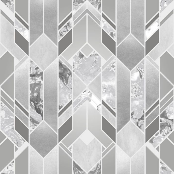 Elixir Geometric Marble Effect Wallpaper Silver