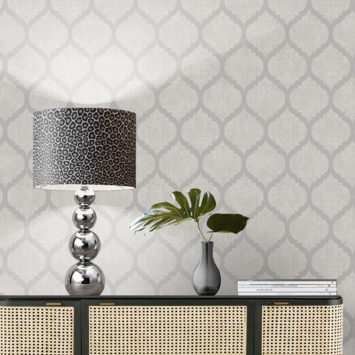 Zara Trellis Metallic Wallpaper Grey