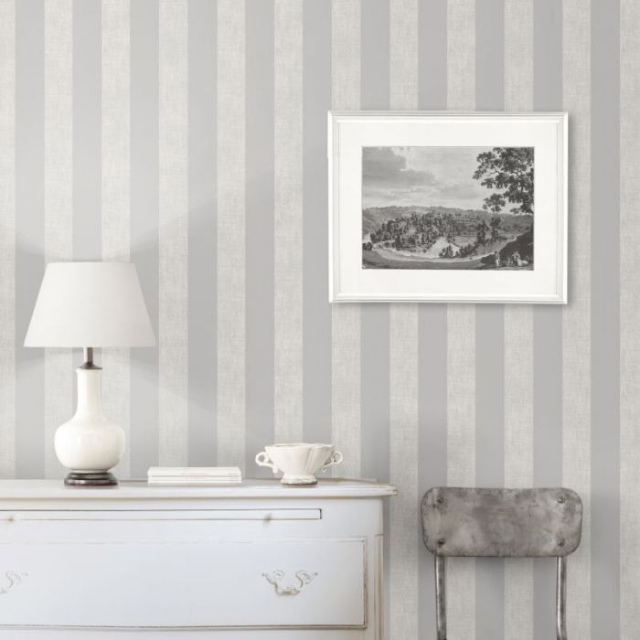 Linen Stripe Metallic Wallpaper Grey