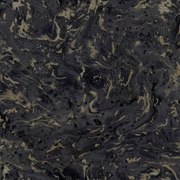 Marble Effect Black and Gold Wallpaper 