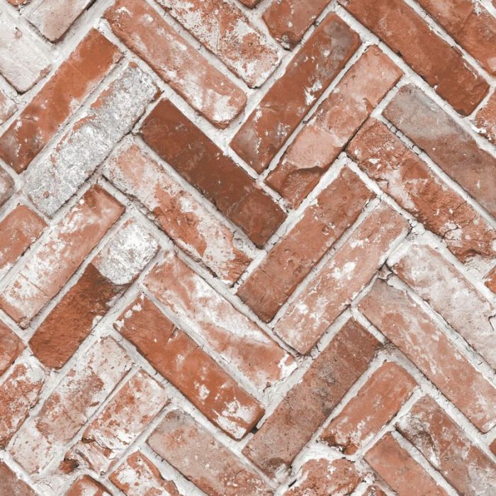 Herringbone Brick Effect Wallpaper | Muriva | Decorating Centre Online