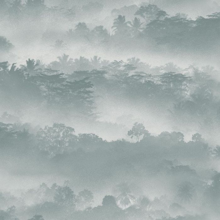 Tropical Misty Landscape Wallpaper - Teal