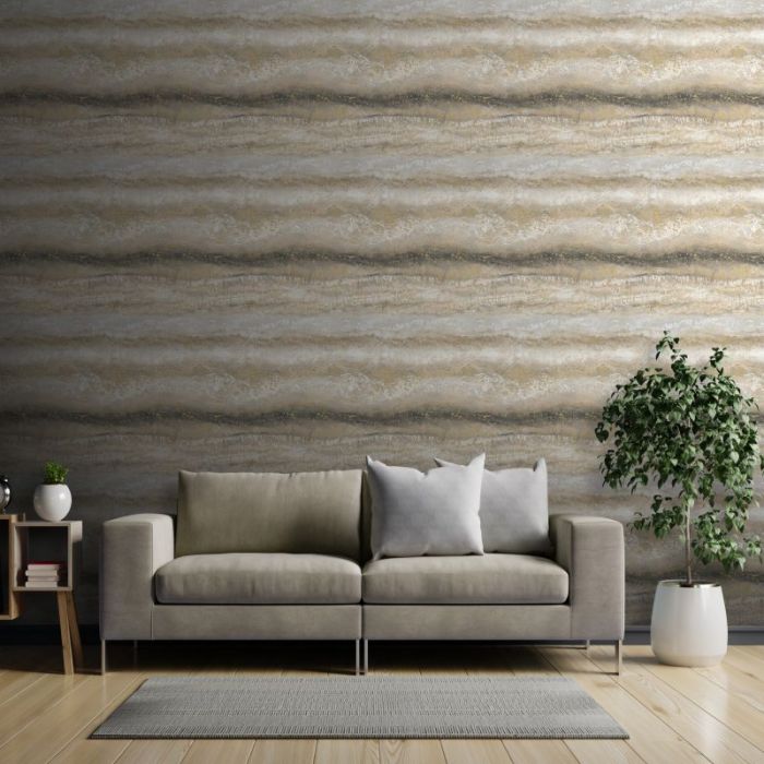 Semper Marble Metallic Wallpaper - Gold