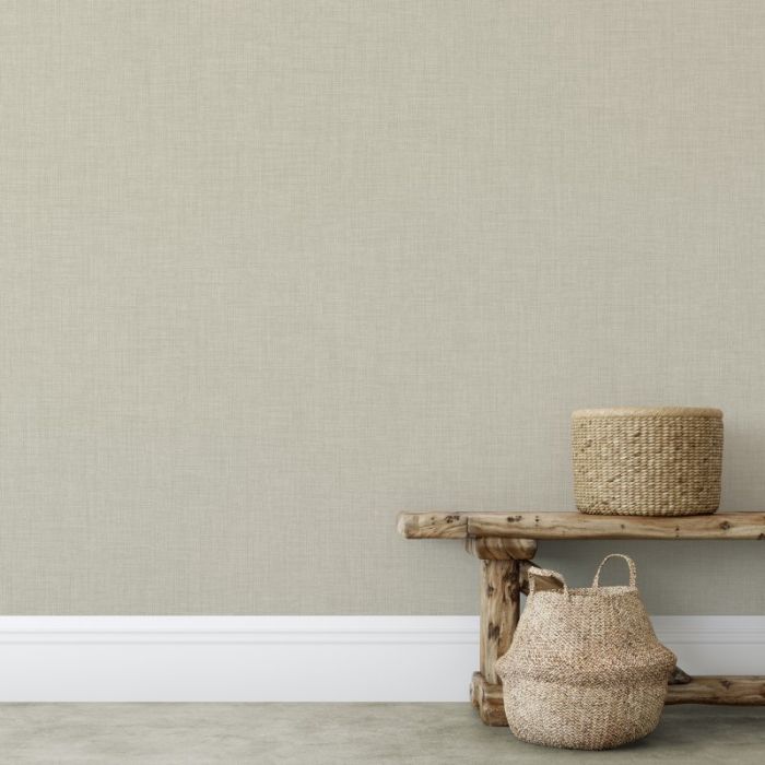 Cambric Linen Texture Wallpaper Beige | Muriva Wallpaper