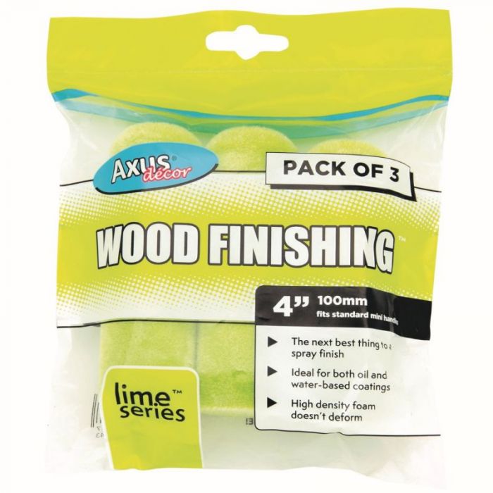 Axus Lime Series Wood Finishing Mini Roller Pack of 3