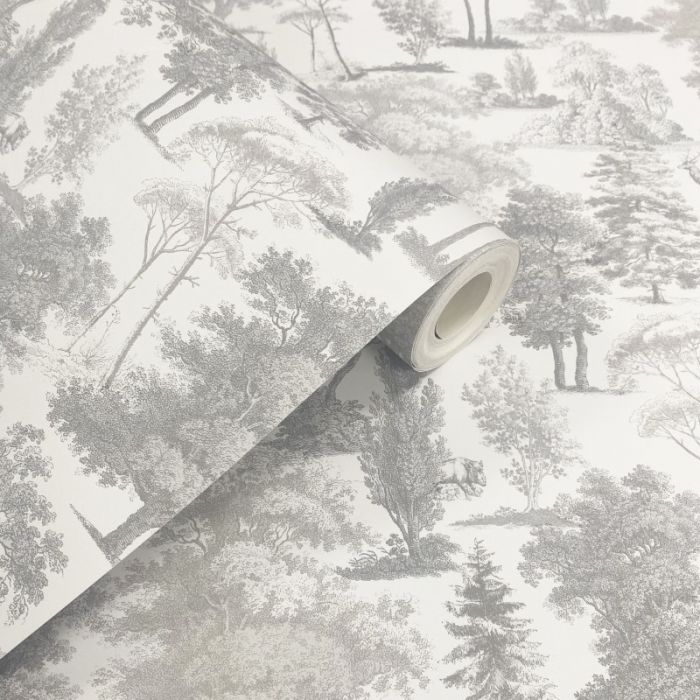 Oakley Toile de Jouy Wallpaper Taupe