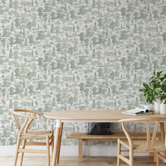 Oakley Toile de Jouy Wallpaper Green