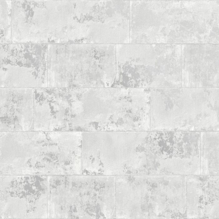 Metallic Concrete Brick Wallpaper White