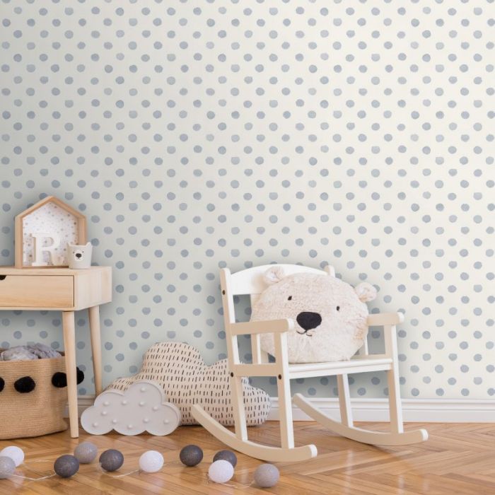 Polka Dot Spotted Wallpaper Grey/White