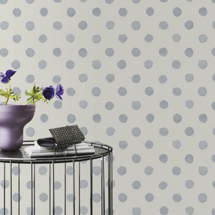 Polka Dot Spotted Wallpaper Grey/White