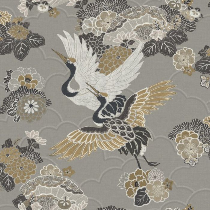 Kyoto Oriental Crane Wallpaper Natural