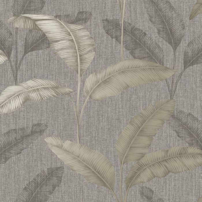 Amara Palm Leaf Wallpaper Pewter & Gold